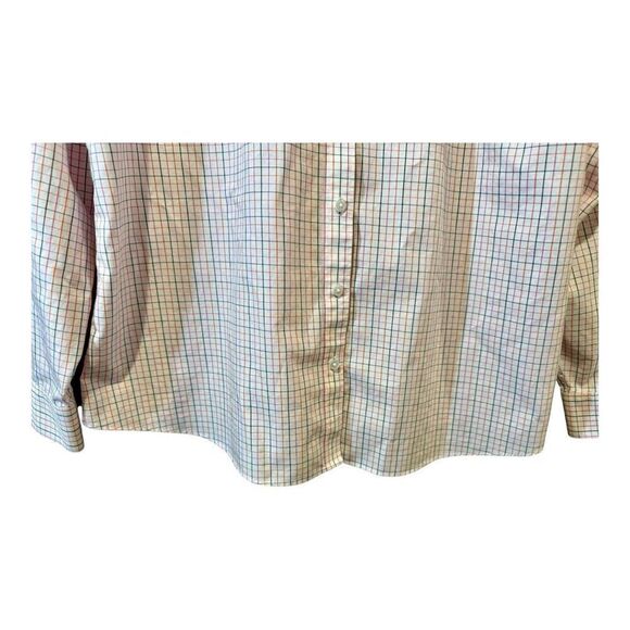Lands’ End Top Blouse Long Sleeve Women’s Check White Orange Pink Black Career O - Picture 5 of 11
